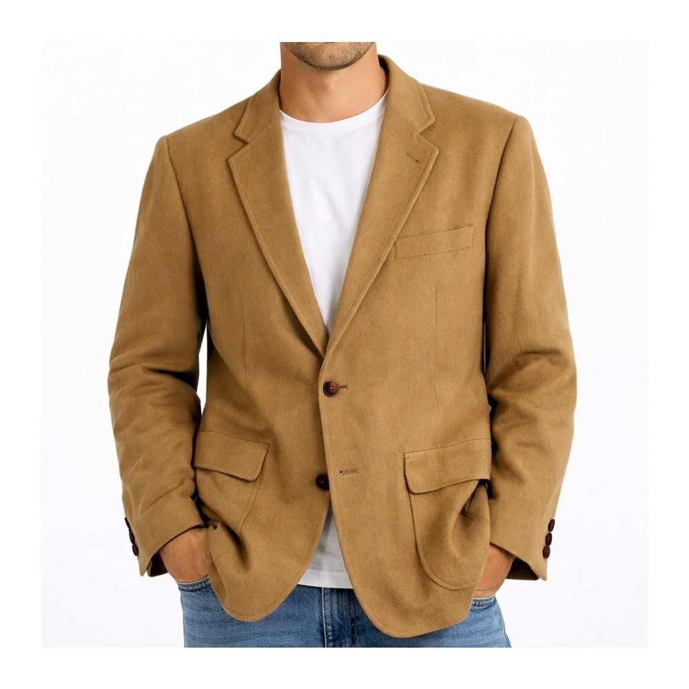 Garrison Park Mens Camel Hair Blazer Vintage 2 Button Sport Coat Tan Brown 44R